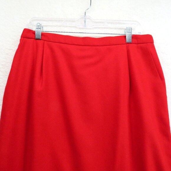 Vintage Pendleton Skirt Womens Size 14 Red Pencil Knee Length Kick Pleat - Picture 2 of 10